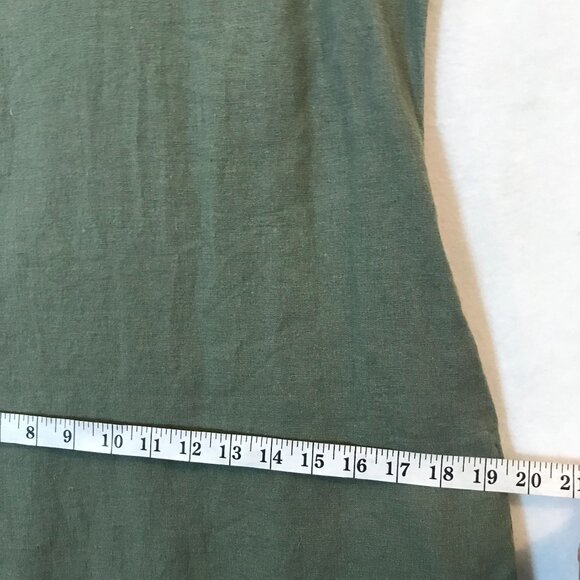 BBriggs Short Dress Size S Green Linen Blend Sleeveless Ruffled V-Neckline - Picture 9 of 11